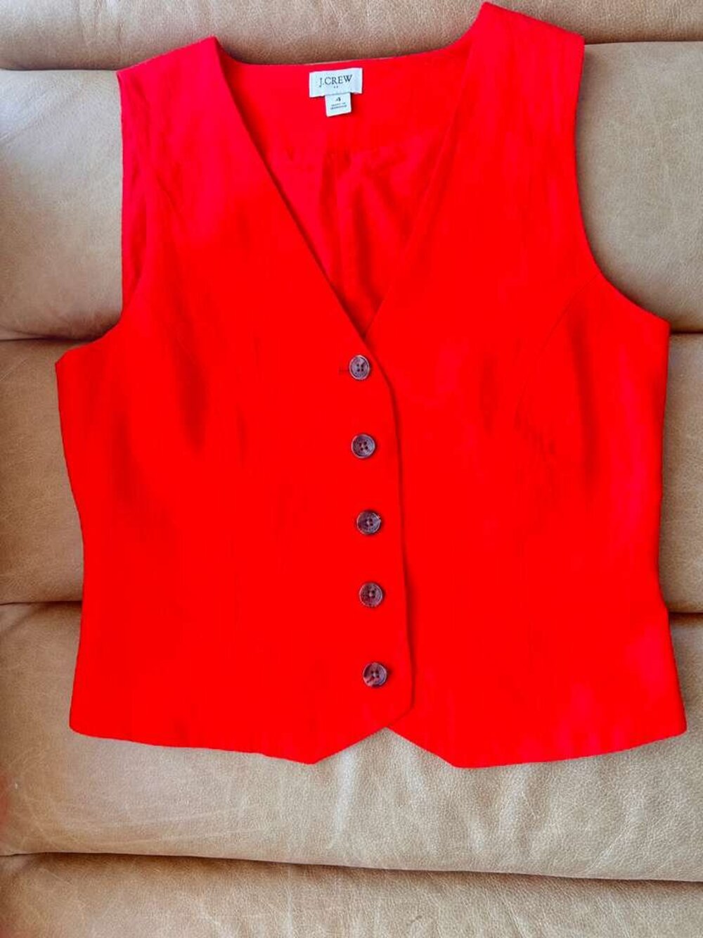 J.Crew Bright Red Linen mix West, Size 4